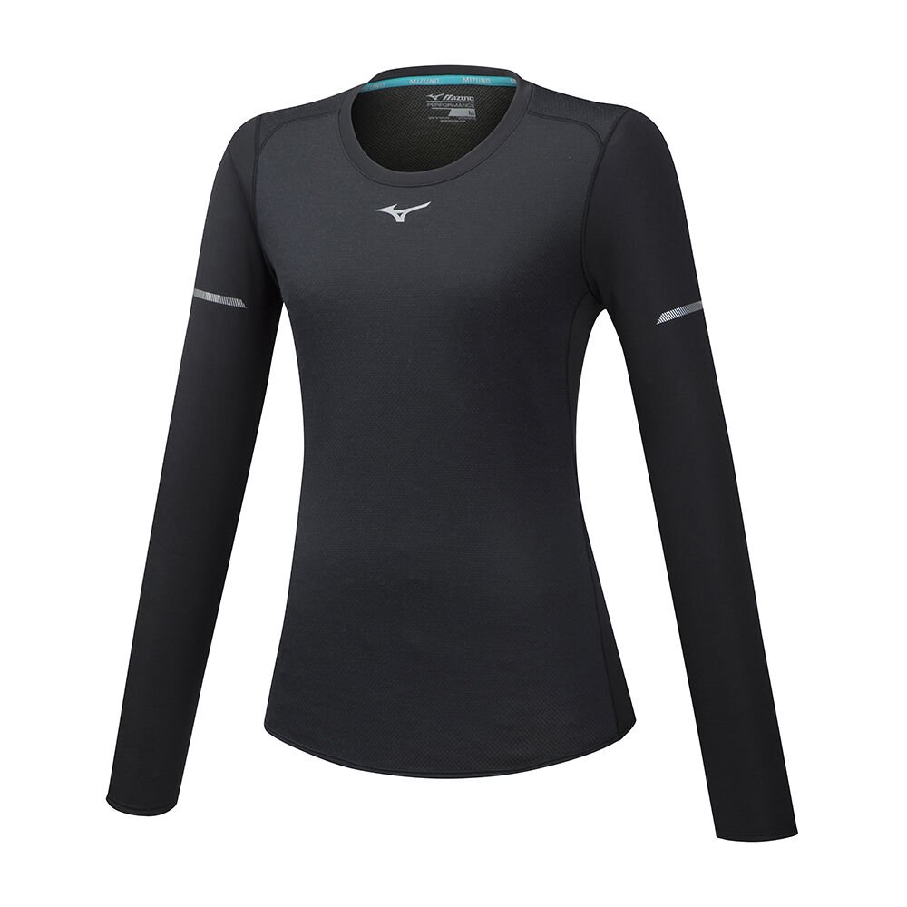 Mizuno Women's Running T-Shirts Black BT Mesh LS Apparel - J2GA973109